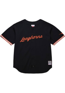 Mitchell and Ness Texas Longhorns Mens Black On The Clock Baseball Jersey