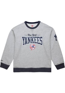 Mitchell and Ness New York Yankees Mens Grey Throw It Back Long Sleeve Fashion Sweatshirt