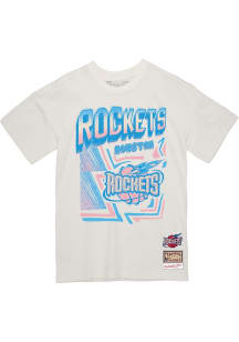Mitchell and Ness Houston Rockets White Sidewalk Sketch Short Sleeve T Shirt