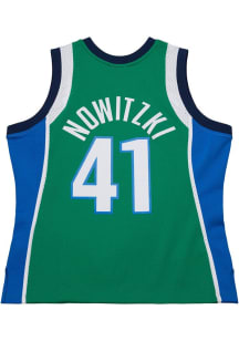 Dirk Nowitzki  Mitchell and Ness Dallas Mavericks Kelly Green Swingman Throwback Basketball Jersey