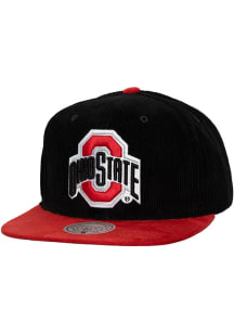 Mitchell and Ness Ohio State Buckeyes Black Sueduroy 2T Mens Snapback Hat