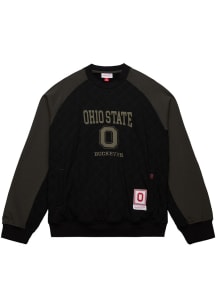 Mitchell and Ness Ohio State Buckeyes Mens Black Tonal Quilted Sweater Long Sleeve Fashion Sweatsh..
