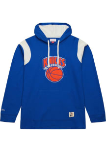 Mitchell and Ness New York Knicks Mens Blue Thermal Vintage Long Sleeve Lightweight Hoodie