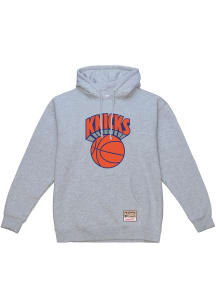 Mitchell and Ness New York Knicks Mens Grey Primary Logo Long Sleeve Hoodie