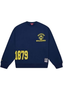 Mitchell and Ness Michigan Wolverines Womens Blue LT Crew Sweatshirt