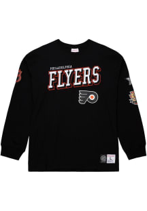 Mitchell and Ness Philadelphia Flyers Black Training Camp Vintage Long Sleeve Fashion T Shirt