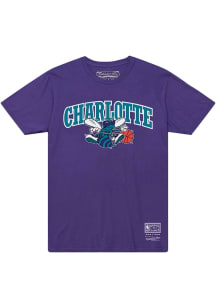 Mitchell and Ness Charlotte Hornets Purple Evergreen HWC Short Sleeve T Shirt