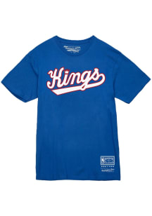 Mitchell and Ness Kansas City Kings Blue Team Wordmark 2 Short Sleeve T Shirt