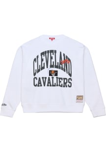 Mitchell and Ness Cleveland Cavaliers Womens White Comfy Crew Sweatshirt