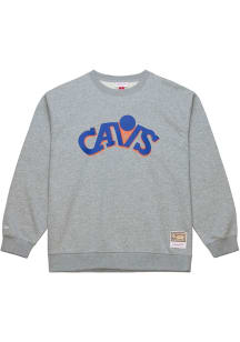 Mitchell and Ness Cleveland Cavaliers Mens Grey Walkoff Long Sleeve Crew Sweatshirt