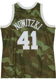 Dirk Nowitzki  Mitchell and Ness Dallas Mavericks Green Ghost Camo Throwback Basketball Jersey