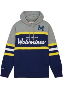 Mitchell and Ness Michigan Wolverines Mens Blue Head Coach Fashion Hood