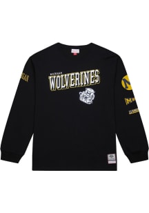 Mitchell and Ness Michigan Wolverines Black Training Camp Long Sleeve Fashion T Shirt