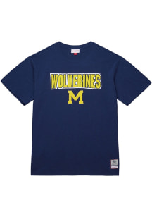 Mitchell and Ness Michigan Wolverines Blue Slub Short Sleeve Fashion T Shirt