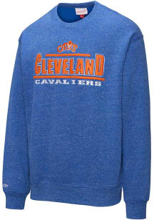 Mitchell and Ness Cleveland Cavaliers Mens Blue Throw it Back Long Sleeve Fashion Sweatshirt