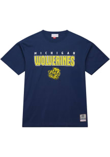 Mitchell and Ness Michigan Wolverines Blue Throw It Back Short Sleeve Fashion T Shirt