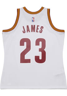 LeBron James  Mitchell and Ness Cleveland Cavaliers White Swingman Throwback Basketball Jersey