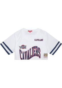 Cleveland Cavaliers Womens Mitchell and Ness Cropped Fashion Basketball Jersey - White