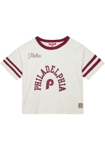 Mitchell and Ness Philadelphia Phillies Womens White Cropped Short Sleeve T-Shirt