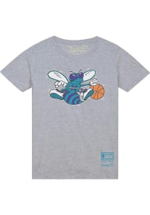 Mitchell and Ness Charlotte Hornets Grey MVP Short Sleeve T Shirt