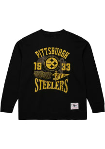 Mitchell and Ness Pittsburgh Steelers Mens Black End Zone Long Sleeve Crew Sweatshirt