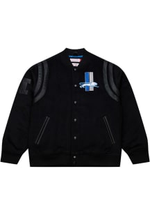 Mitchell and Ness Detroit Lions Mens Black Retro Walk The Tunnel Medium Weight Jacket