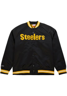 Mitchell and Ness Pittsburgh Steelers Mens Black Wordmark Light Weight Jacket