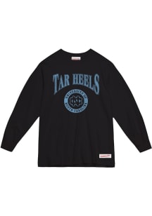 Mitchell and Ness North Carolina Tar Heels Black Arched Logo Slub Long Sleeve Fashion T Shirt