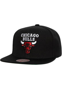 Mitchell and Ness Chicago Bulls Black Evergreen Top Spot Mens Snapback Hat