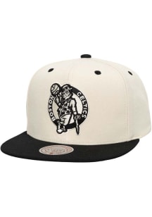 Mitchell and Ness Boston Celtics Ivory Evergreen Cream & Black Mens Snapback Hat