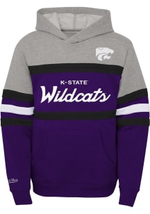 Mitchell and Ness K-State Wildcats Youth Purple Head Coach Long Sleeve Hoodie