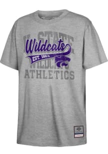 Mitchell and Ness K-State Wildcats Youth Grey Retro Sweeper Short Sleeve T-Shirt