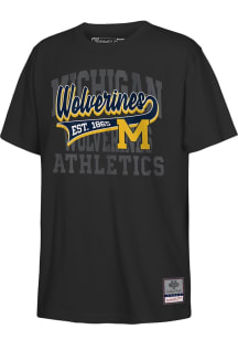 Mitchell and Ness Michigan Wolverines Youth Black Retro Big Game Short Sleeve T-Shirt