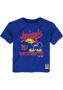 Mitchell and Ness Kansas Jayhawks Toddler Blue Retro Gamer Short Sleeve T-Shirt