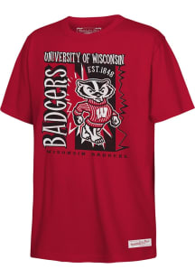 Mitchell and Ness Wisconsin Badgers Youth Red 90's Poster Short Sleeve T-Shirt