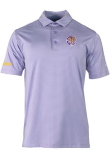Columbia LSU Tigers Mens Lavender Vault Double Hit Short Sleeve Polo
