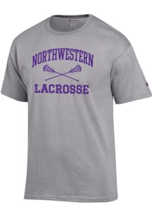 Champion Northwestern Wildcats Grey Lacrosse Icon Jersey Short Sleeve T Shirt