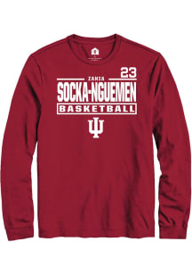 Zania Socka-Nguemen Indiana Hoosiers Crimson NIL Stacked Box Long Sleeve Player T Shirt