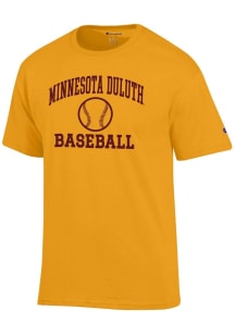Champion UMD Bulldogs Gold Baseball Jersey Short Sleeve T Shirt