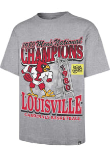 47 Louisville Cardinals Grey National Champion Foundation Short Sleeve Fashion T Shirt