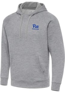 Antigua Pitt Panthers Mens Grey Heather Victory Soccer Long Sleeve Hoodie