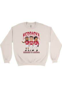 Campus Ink  Nebraska Cornhuskers Mens Ivory Caricature Player Crew
