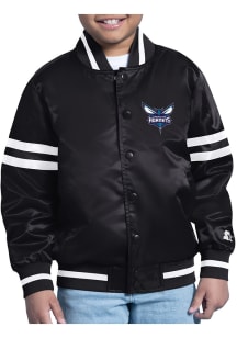 Starter Charlotte Hornets Youth Black Satin Medium Weight Jacket