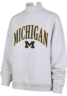 47 Michigan Wolverines Womens Ash Vantage Mock Crew Sweatshirt