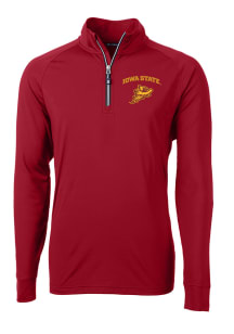 Cutter and Buck Iowa State Cyclones Mens Cardinal Adapt Knit Long Sleeve Qtr Zip Pullover