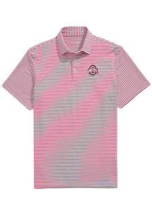 Vineyard Vines Ohio State Buckeyes Mens Red Winstead Stripe Short Sleeve Fashion Polo