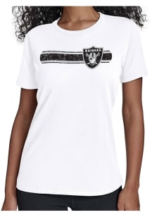 Starter Las Vegas Raiders Womens White Team Stripe Short Sleeve T-Shirt
