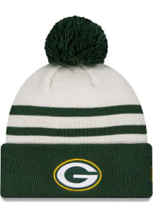 New Era Green Bay Packers White GCP Knit Pom Mens Knit Hat
