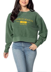 George Mason University Womens Green Corded Boxy Crew Sweatshirt