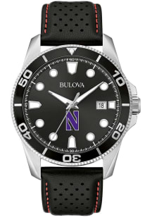 Bulova Northwestern Wildcats Sport Leather Mens Watch